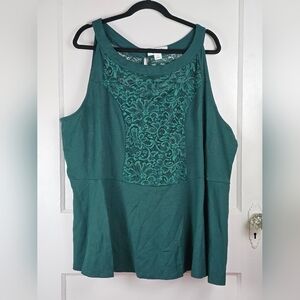 Catherine's Curvy Green Lace Halter Top 4X